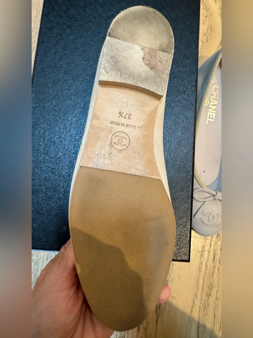 CHANEL Beige Quilted Leather Ballet Flats with Bow